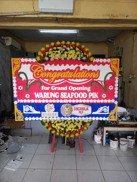 Papan Bunga Ucapan Selamat Tinumpuk Juntinyuat